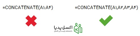نحوه صحیح تخصیص آرگومان ها در تابع Concatenate