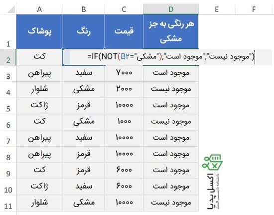 مشخص کردن همه رنگ ها به جز مشکی