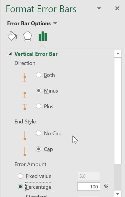 انجام تنظیمات مربوط به نمایش error bar